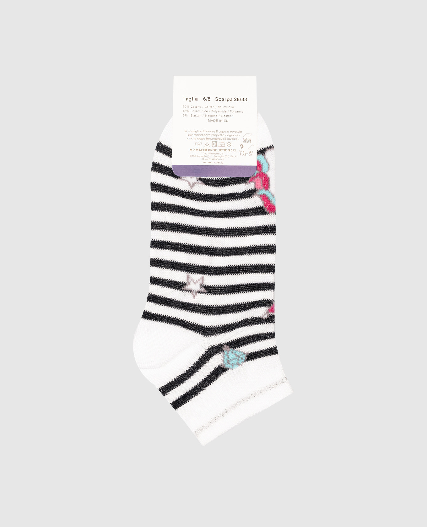 

Mafer children's white socks in a stripe with a pattern RiminiVeste