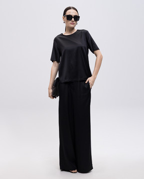 Peserico Black silk top with monil chain S0676002372