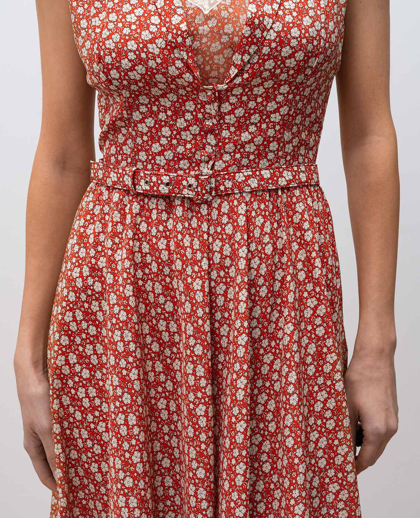 

Red belt with floral print Ermanno Scervino