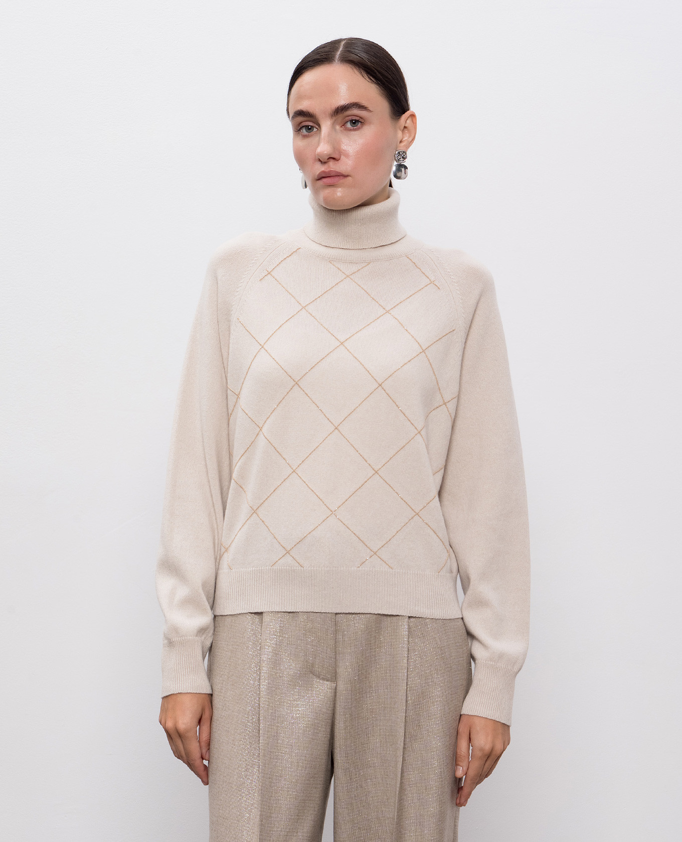 

Beige wool, silk and cashmere sweater with beads Peserico