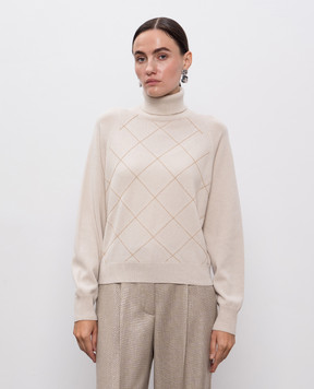 Peserico Beige wool, silk and cashmere sweater with beads S99417F12R09283