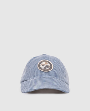 Brunello Cucinelli Children's blue corduroy cap with patch BY499W330C