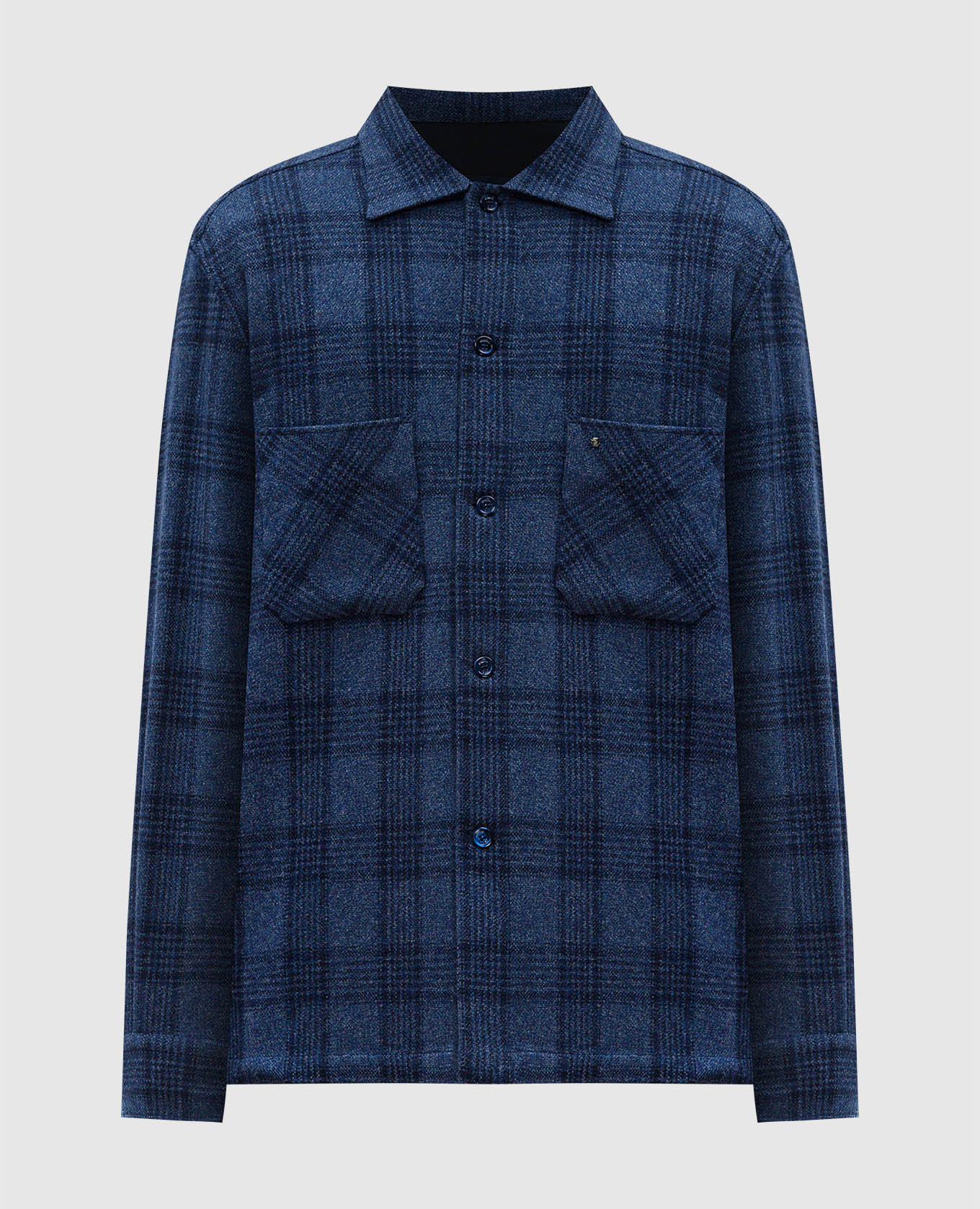 

Blue checked woolen shirt Stefano Ricci, Синий
