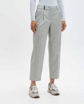 Peserico Gray wool trousers with monil chain AM466806461