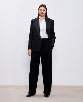 The Row Black double-breasted Sandon wool and silk jacket 8325W2511