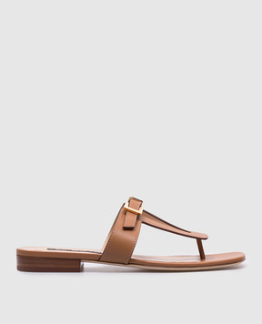 Sergio Rossi Brown leather Nora flip-flops with B12000MMVT06