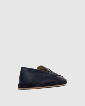 Brunello Cucinelli Blue leather slip-ons Soft MZUETOS725