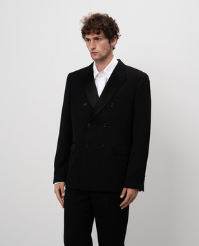 Off-White Black double-breasted wool jacket OMEW001F24FAB001