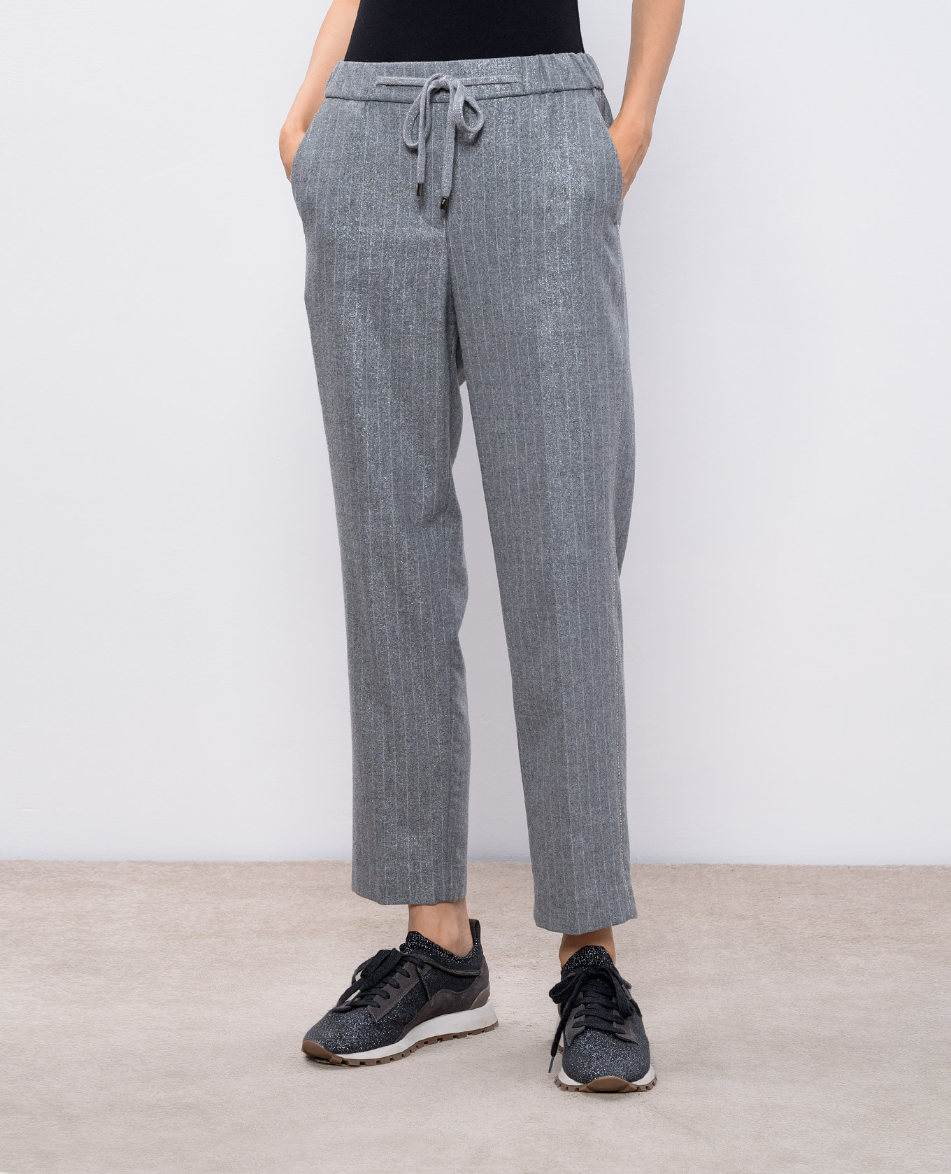 Gray trousers in a stripe with wool Peserico 3