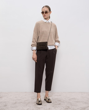 Brunello Cucinelli Beige striped sweater with sequins MDV754000