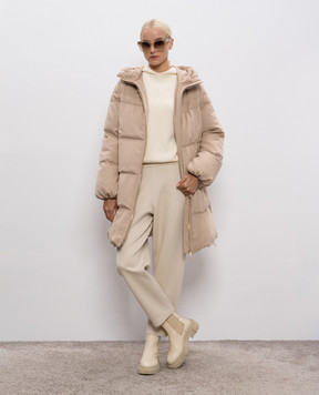 Be Florence Beige down jacket made of silk and camel wool FB25814CAMEL