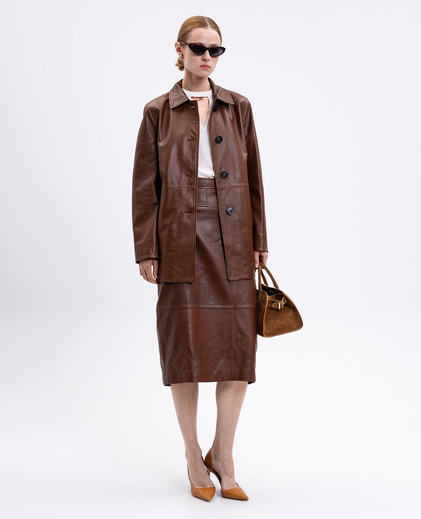 

Brown leather jacket TOLMIN Max Mara