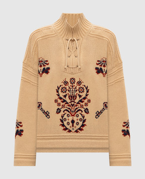 Etro Beige wool and cashmere sweater with embroidery WRKE0326AQ174