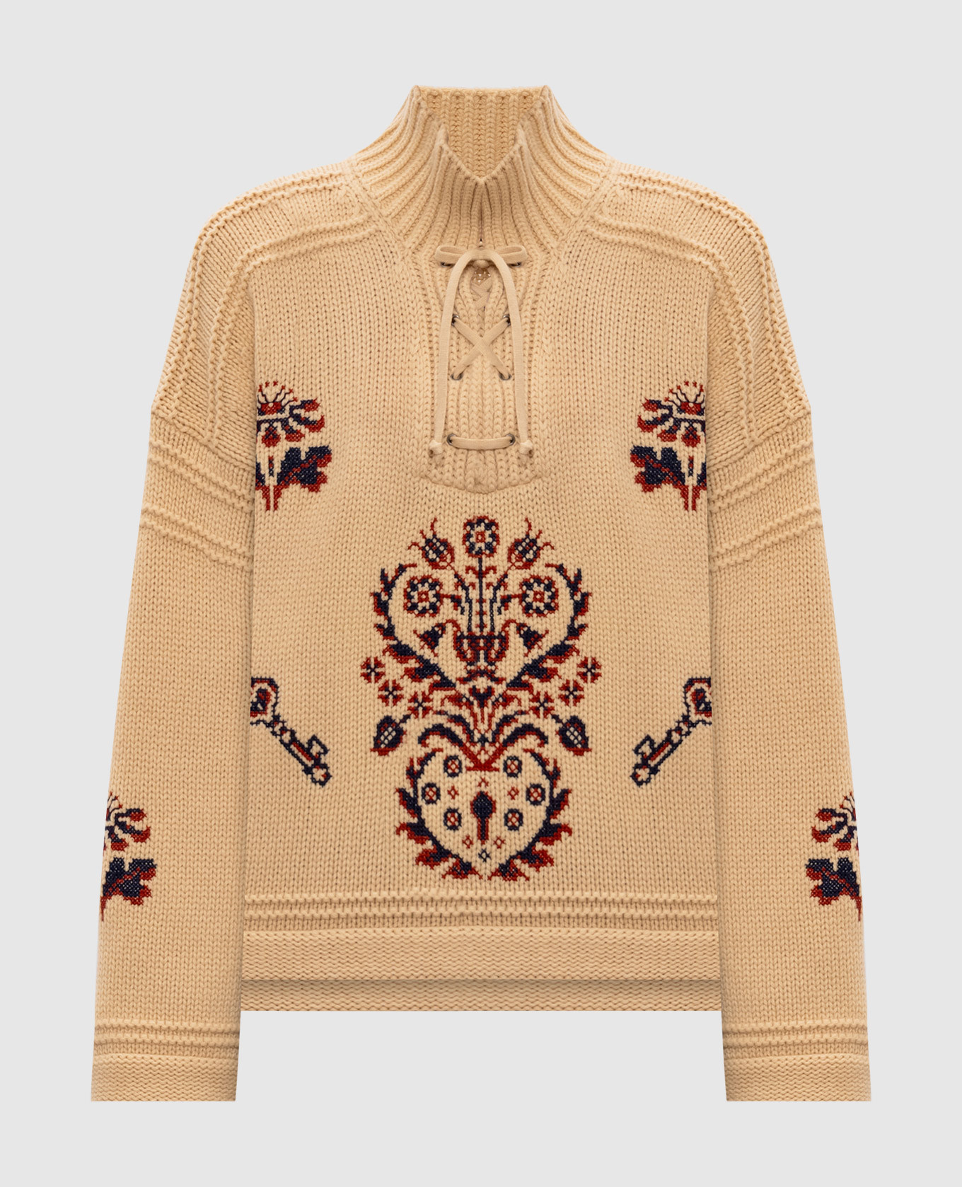 Beige wool and cashmere sweater with embroidery Etro