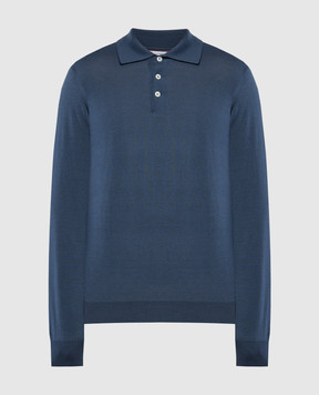 Brunello Cucinelli Blue cashmere and silk polo shirt M2400295