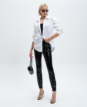 Alexander Wang White blouse with a double design with a black ribbed top 1KC3241064