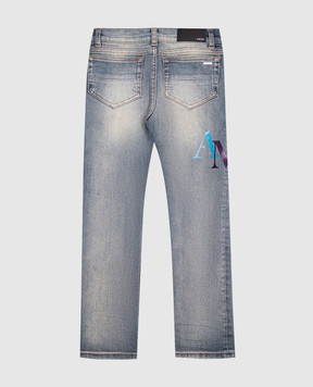 AMIRI Children's blue jeans with logo print AKDNSY1006