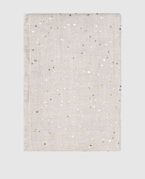 Brunello Cucinelli Gray cashmere and silk stole with sequins MSC915029