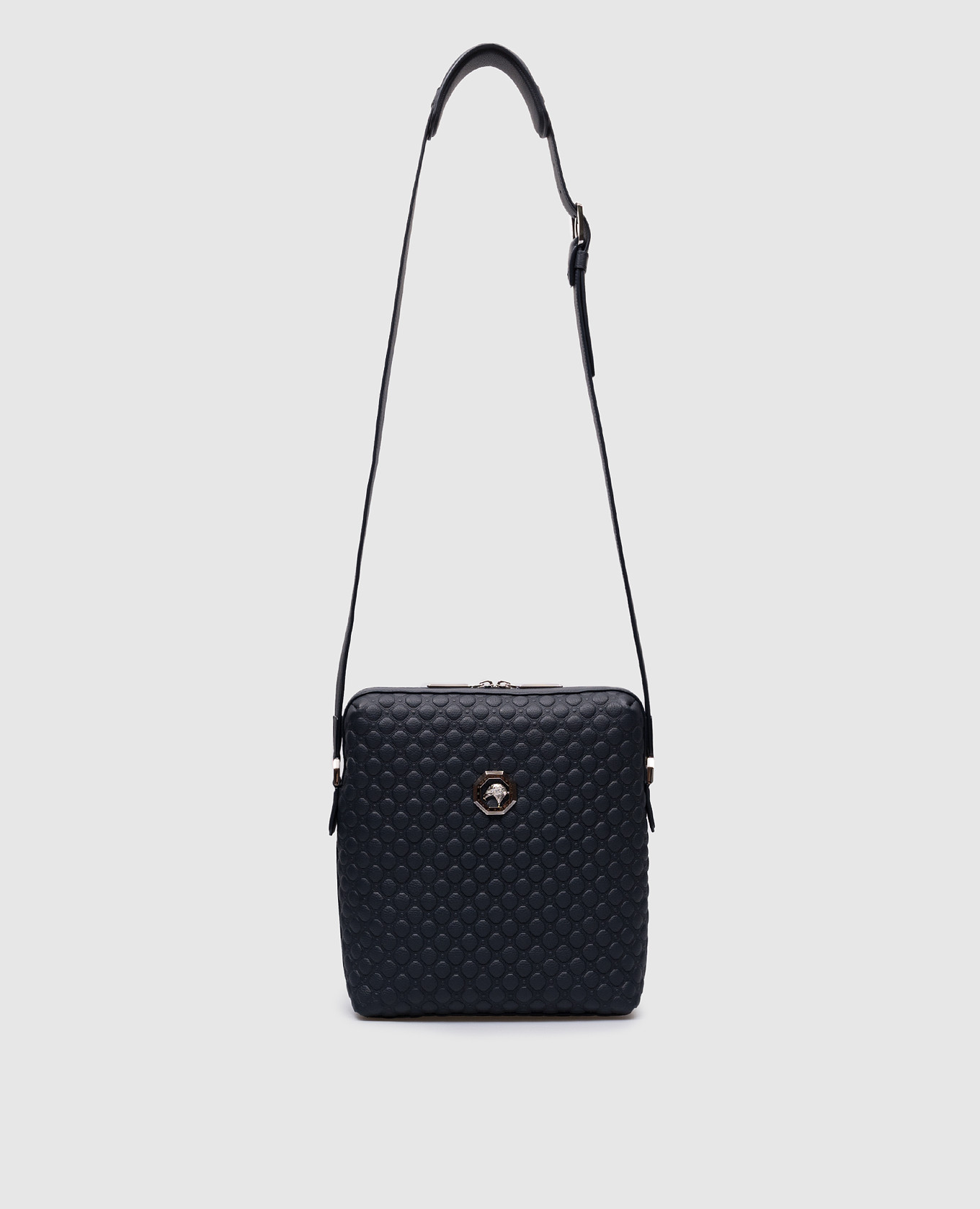 

Blue leather bag with logo emblem Stefano Ricci, Синий