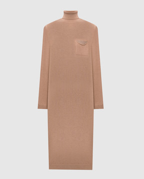Peserico Beige wool, silk and cashmere dress with monil chain S92250F12B9018