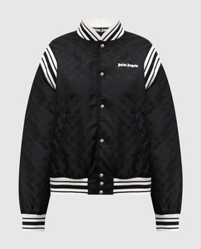 Palm Angels Black bomber jacket with logo PMEH037F25FAB001w