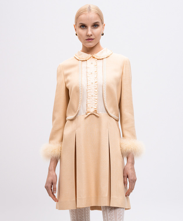 Valentino - Beige dress with feathers 6B0VADJ0914 - shop with Bulgaria delivery at Symbol Valentino - Beige dress with feathers 6B0VADJ0914 - shop with Bulgaria delivery at Symbol