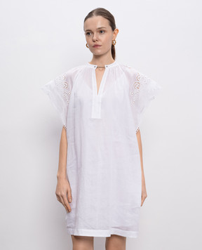 Max Mara ASTOR white dress with embroidered sash ASTOR