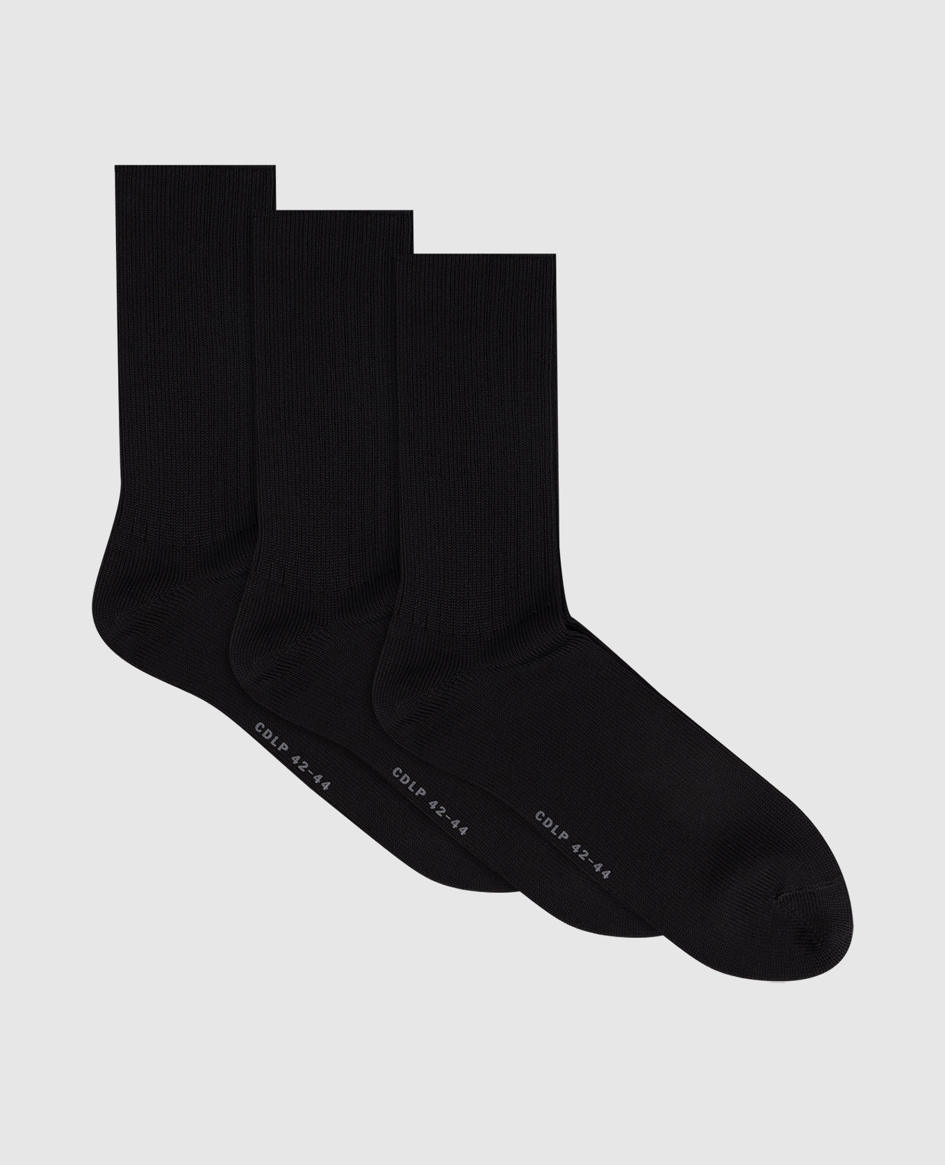 

Set of black ribbed organic cotton socks CDLP