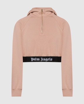 Palm Angels Pink logo cropped hoodie PWBB062S24FLE001