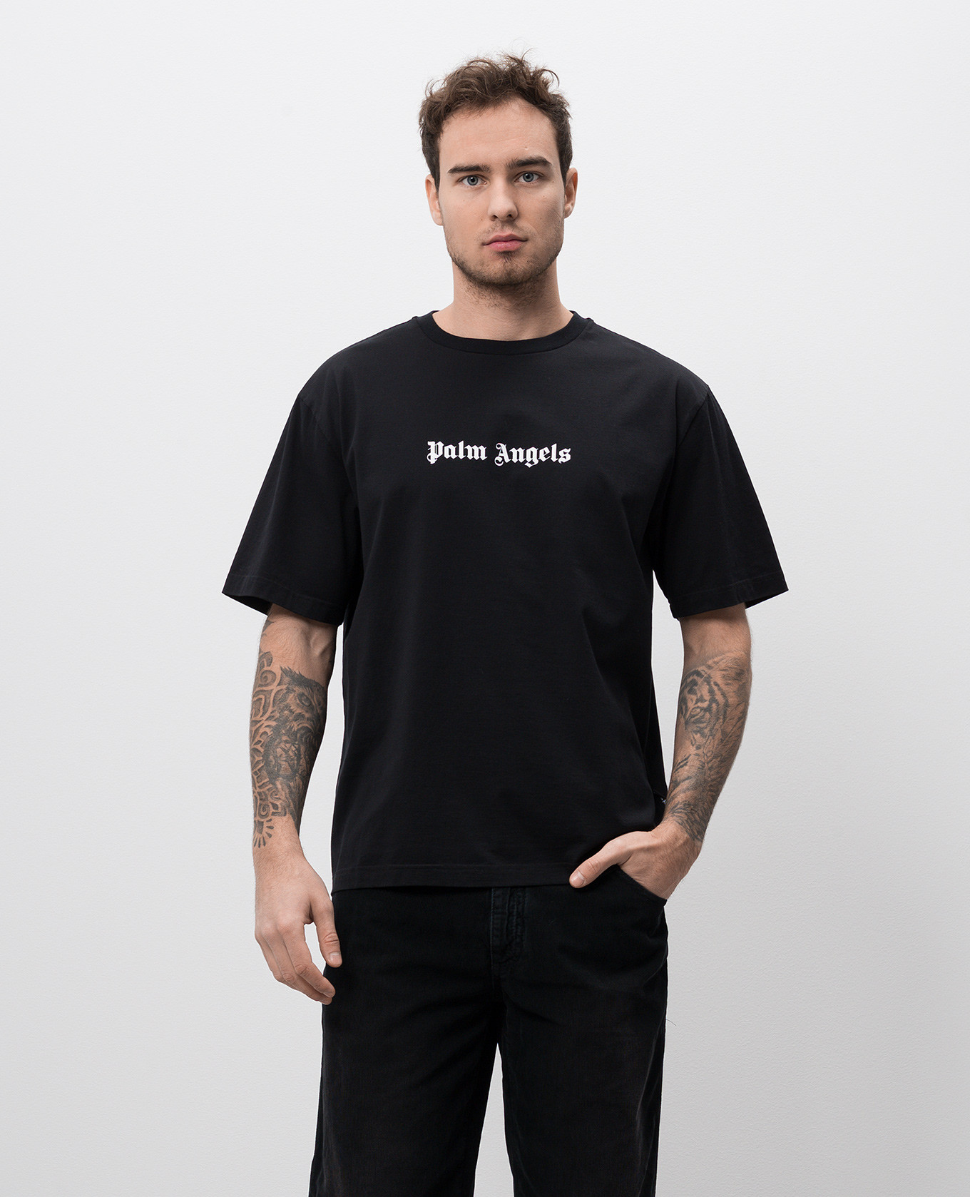

Black t-shirt with logo print Palm Angels