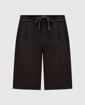 Brunello Cucinelli Brown linen shorts with lapels M243DU0020