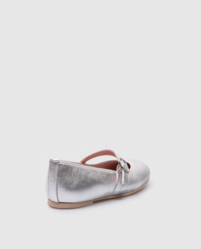 Pretty Ballerinas Children's silver Hannah leather ballet flats 49106