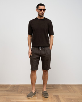 Cashmere&Whiskey Brown linen t-shirt MU9322318455R