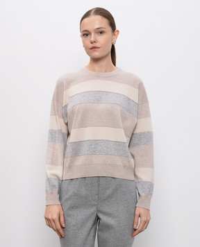 Peserico Beige striped wool, silk and cashmere jumper A99367F129233B