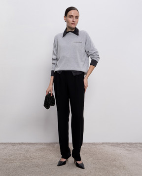 Peserico Gray cashmere jumper with monil chain A99284F12K9010B