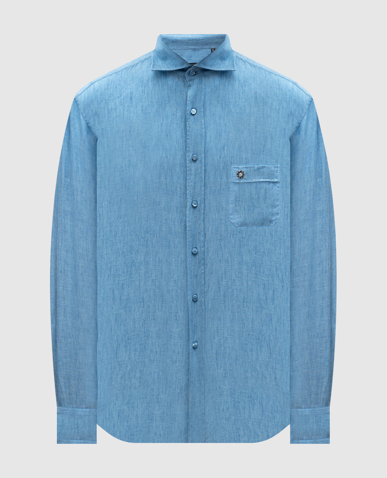 

Blue linen shirt with logo emblem Stefano Ricci, Light blue