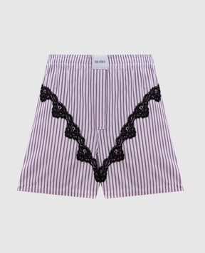 The Attico White striped shorts with lace 250WCQ00002CCC054AA