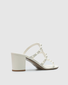 Valentino Rockstud white leather mules 4W2S0C47VB8