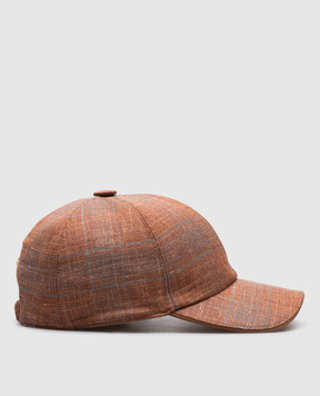 Stefano Ricci Brown wool, silk and linen checkered cap MCV51SB08ELP52HA