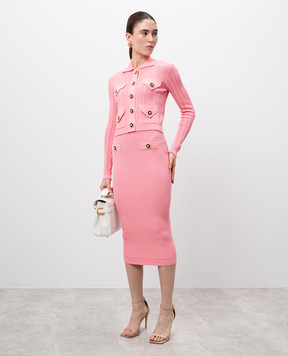 Balmain Pink ribbed midi skirt EF1LD022KI10