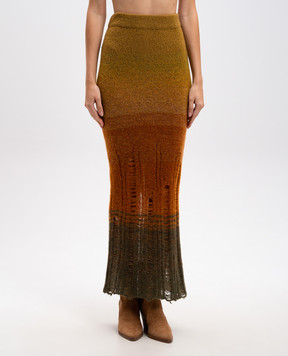 Dondup Green maxi skirt with alpaca wool G577M00939D002
