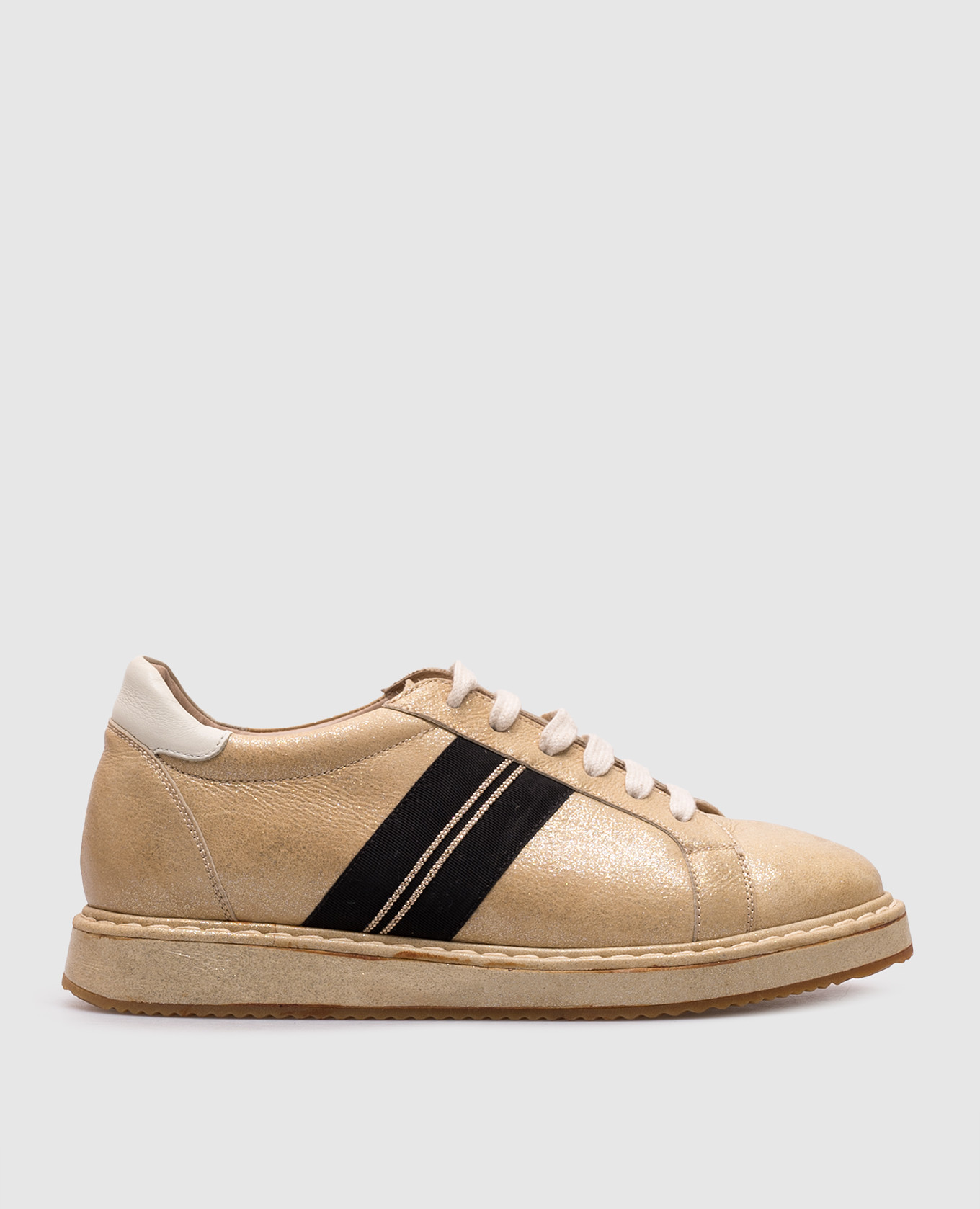 

Gold glitter leather sneakers Brunello Cucinelli, Golden