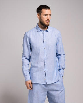Zimmerli Blue shirt with linen 469723200