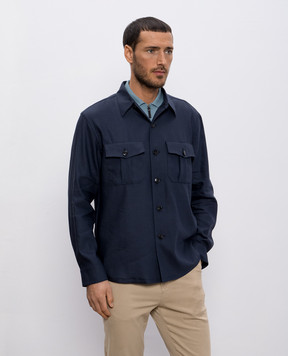 Canali Blue linen and wool shirt AE0257131016