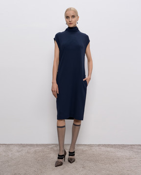 Brunello Cucinelli Blue silk dress MF906AE671