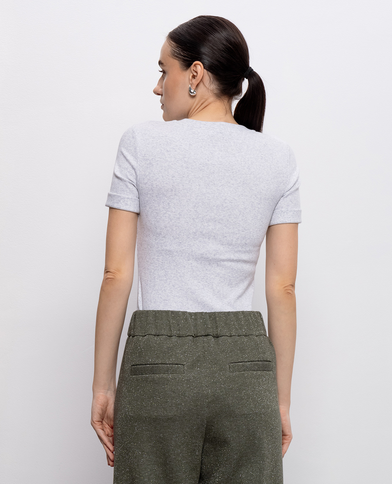 

Grey melange T-shirt with monil chain Peserico