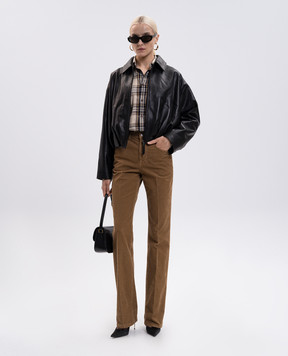 Saint Laurent Brown corduroy pants with logo patch 705103Y29IA