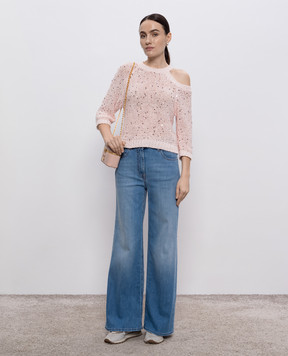 Peserico Blue jeans with logo patch P04756L52Q04956