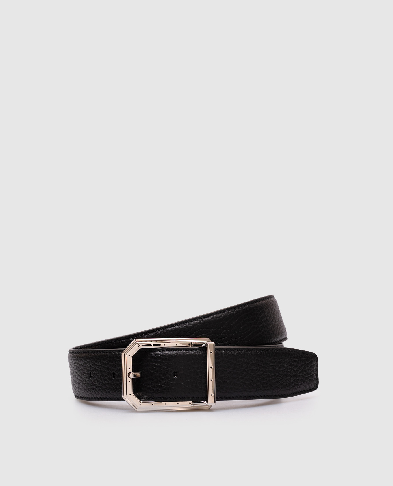 Black leather belt with logo Stefano Ricci