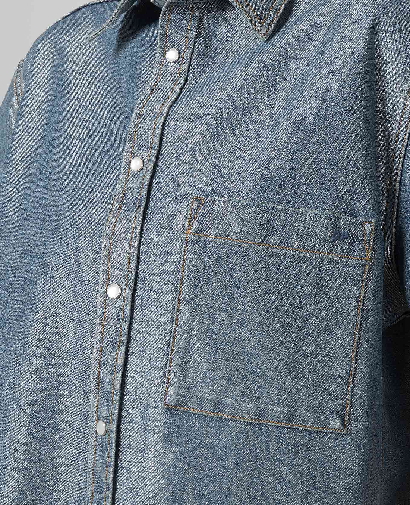 Vale blue denim shirt with lurex DARKPARK 5